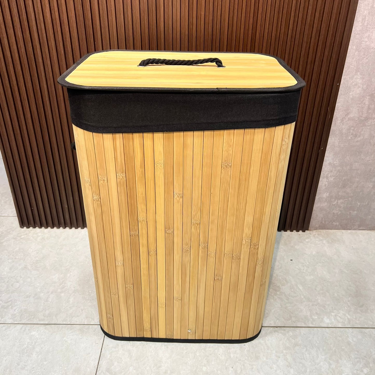 Bamboo Laundry Basket – Foldable Heavy-Duty Clothes Hamper with Lid & Removable Washable Liner