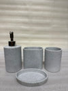Premium 4-Piece Resin Bathroom Accessory Set – Modern Matte Liquid Soap Dispenser, Toothbrush Holder, Tumbler, and Soap Dish Collection