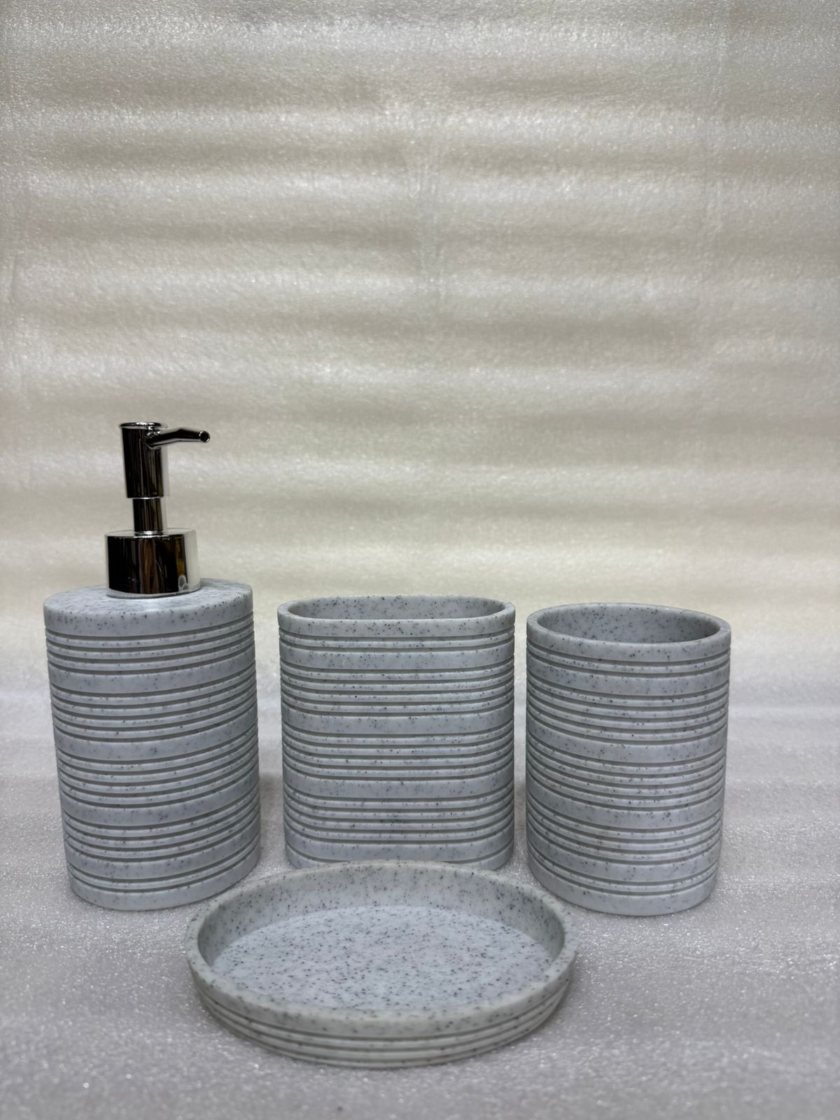 The Linear-Luxe 4-Piece Premium Resin Bathroom Set