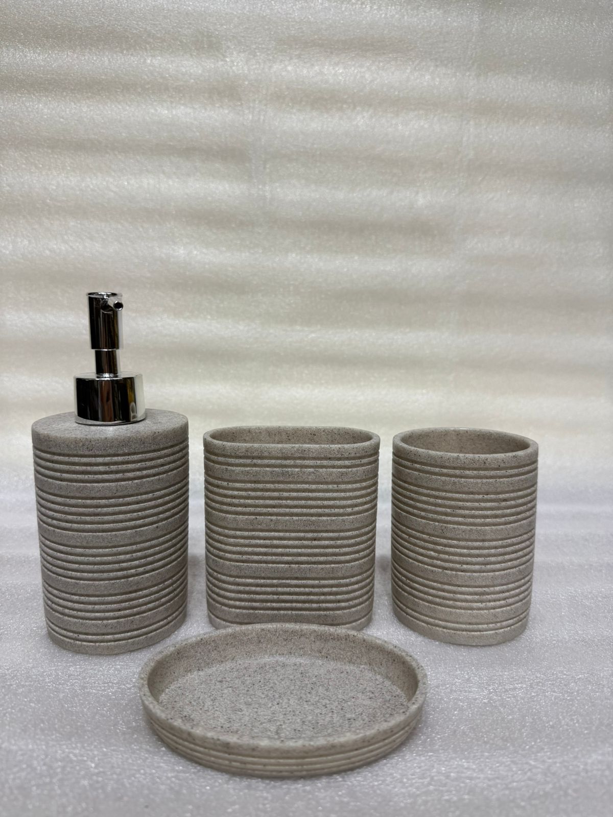 The Linear-Stone 4-Piece Premium Resin Bathroom Accessory Set