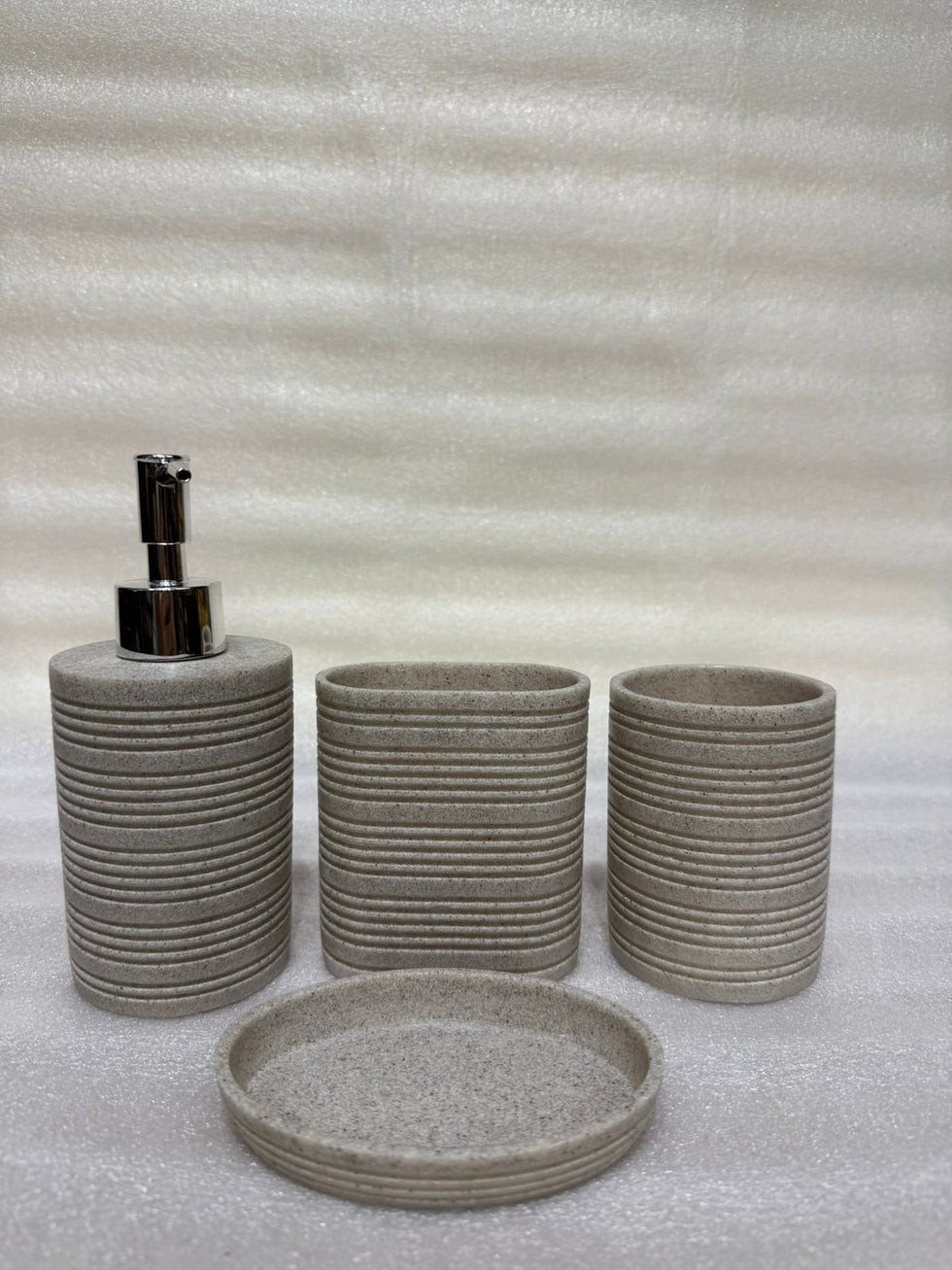 The Linear-Stone 4-Piece Premium Resin Bathroom Accessory Set