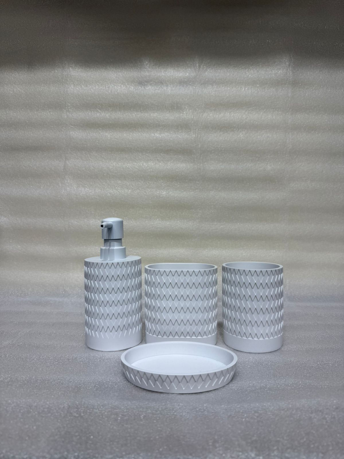 The Linear-Stone 4-Piece Premium Resin Bathroom Accessory Set