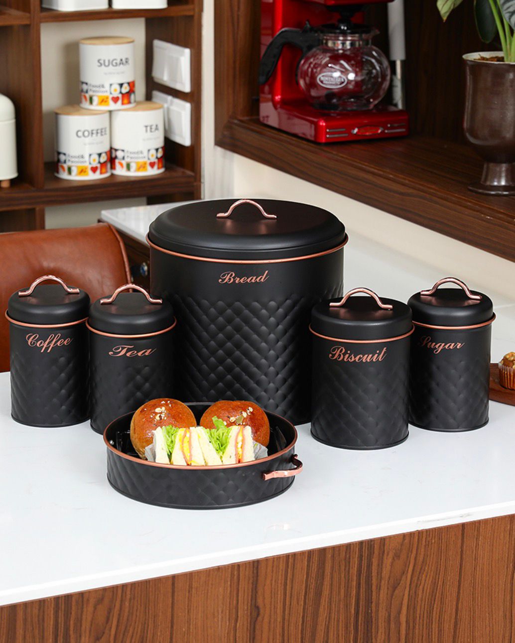 Luxury 6-Piece Diamond-Pattern Kitchen Set with Serving Tray