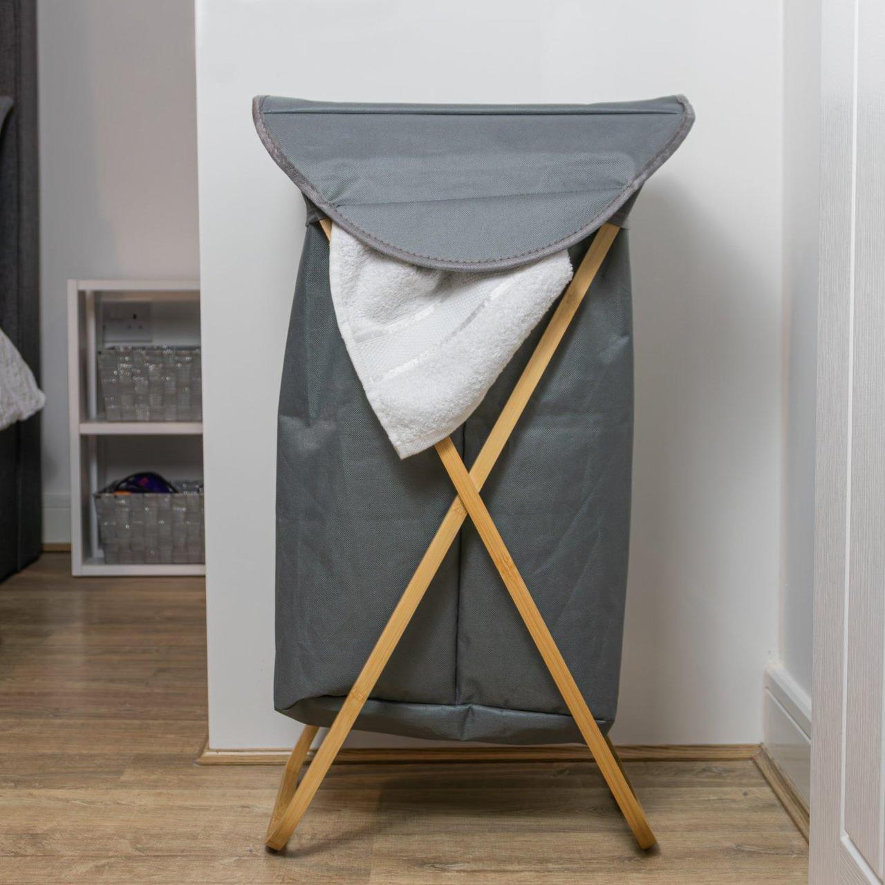Bamboo X-Frame Folding Laundry Basket