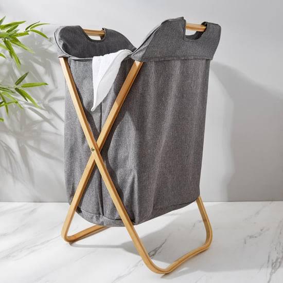 Bamboo X-Frame Folding Laundry Basket