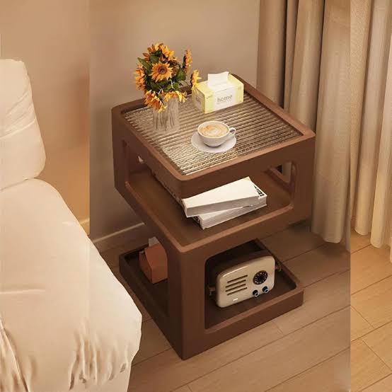 Modern Z-Frame 3-Tier Wooden Side Table Trolley