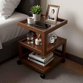 Modern Z-Frame 3-Tier Wooden Side Table Trolley
