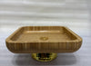 Square Pedestal Bamboo Serving Platter with Hammered Gold Base