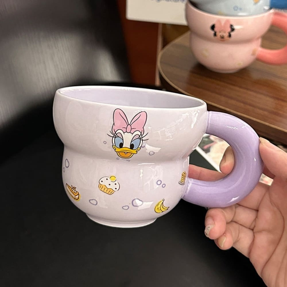 Disney Mickey & Friends Bubble Pastel Ceramic Mug – Donald Duck 3D Sculpted Handle Coffee Cup