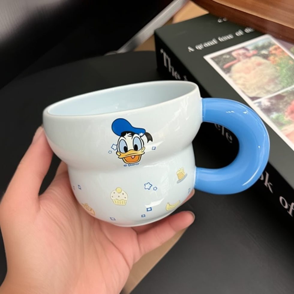 Disney Mickey & Friends Bubble Pastel Ceramic Mug – Donald Duck 3D Sculpted Handle Coffee Cup