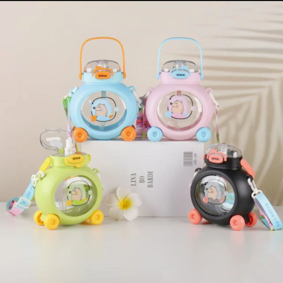 800ml Kids Summer Water Bottle with Popsicle Sleeve & Strap