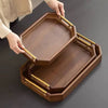 HeritageBlends 3-Piece Premium Dark Brown Wooden Serving Tray Set