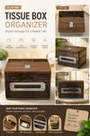All-in-One Tissue Box Organizer with Premium Wood-Grain Top