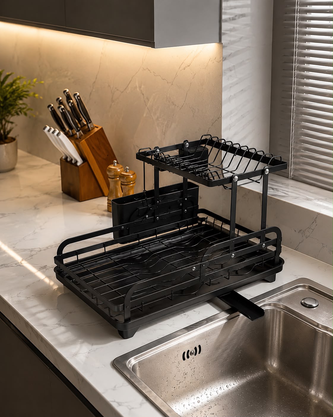 Premium Heavy-Duty Countertop Kitchen Dish Storage Rack