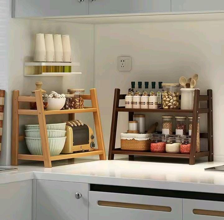 2-Layer Bamboo Multipurpose Rack  & Kitchen Shelf Organizer