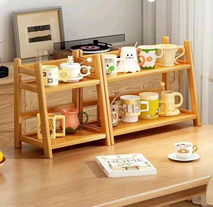 2-Layer Bamboo Multipurpose Rack  & Kitchen Shelf Organizer