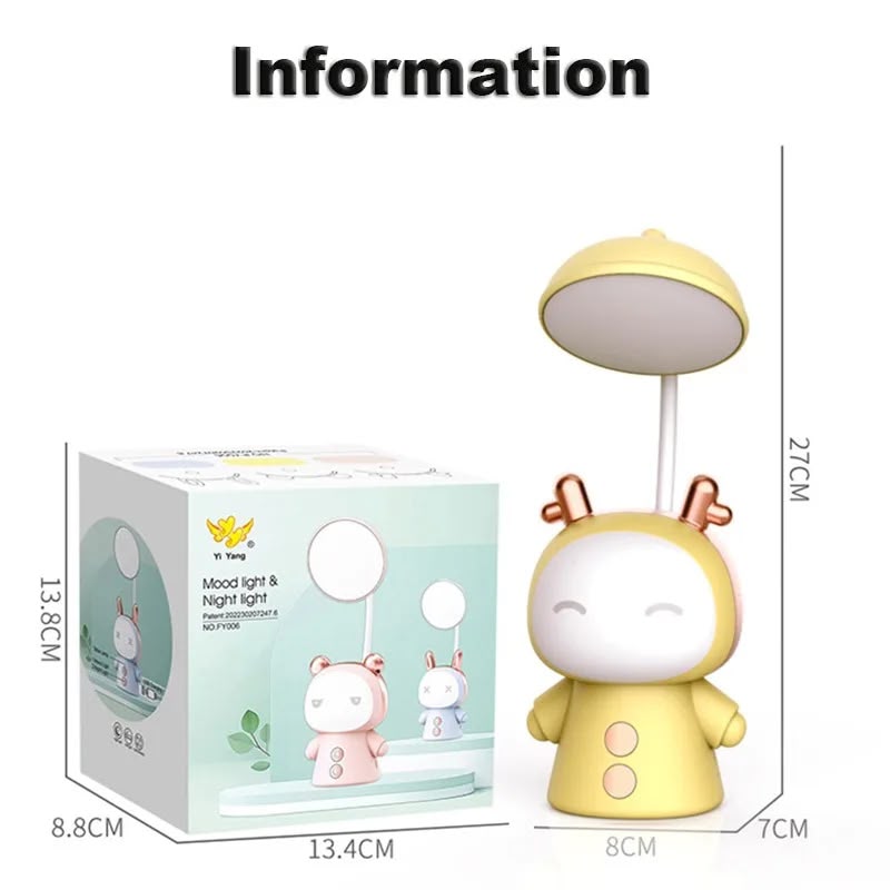 Cute Cartoon LED Kids Desk Lamp – Rechargeable Eye-Care Study Light