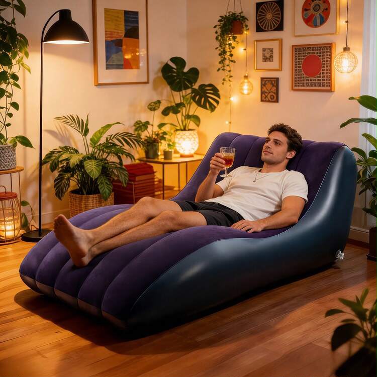Ergonomic Air Sofa Lounger – Foldable Inflatable Couch