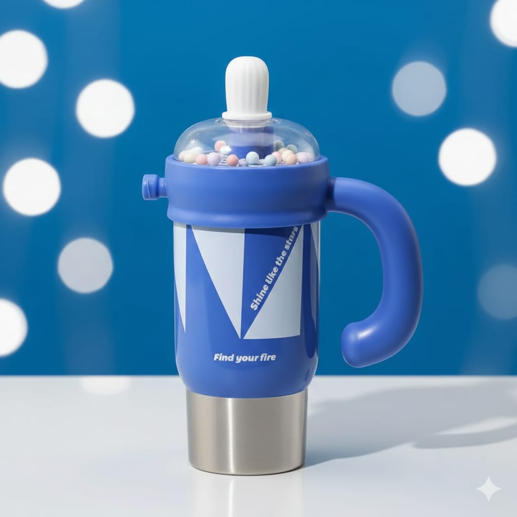 Insulated Sipper with Handle & Straw Lid – 750ml (Random Color)