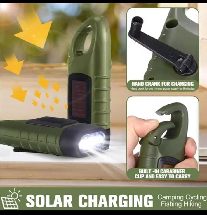 SEANCHEER Solar Hand Crank LED Flashlight