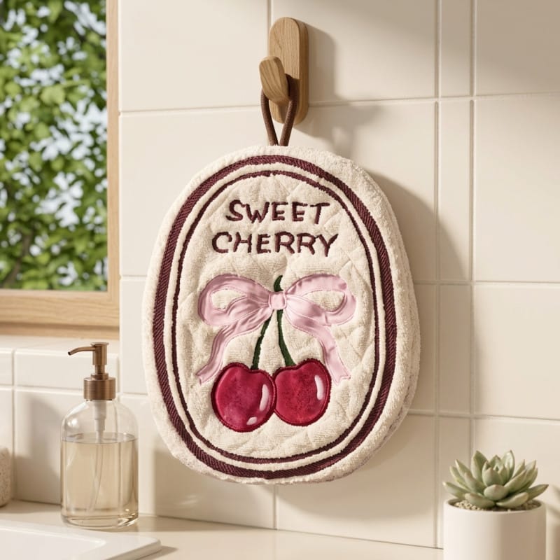 Cherry Hanging Microfiber Towel