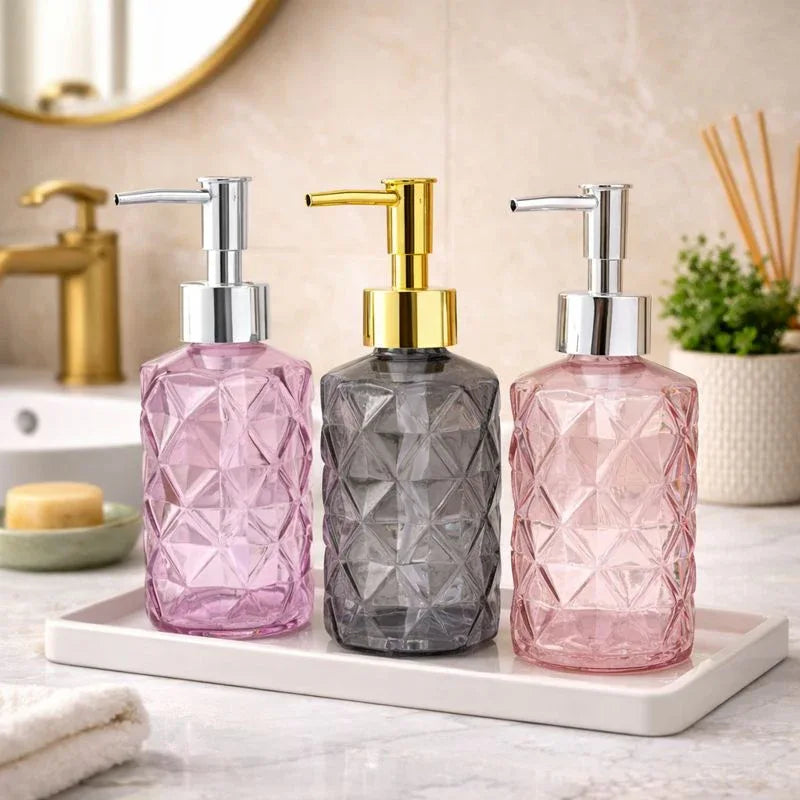 Luxury Faceted Soap Dispenser – Premium Bathroom & Kitchen Counter Decor (each) - Clarify.pk