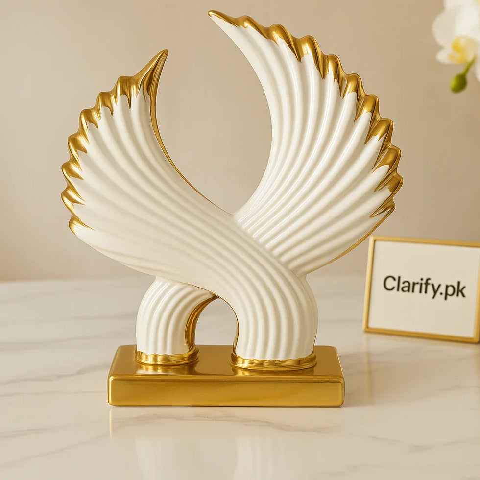 Luxury Golden Ceramic Sculpture – Modern Decorative Accent Piece - Clarify.pk