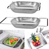 Stainless Steel Oval Colander with Fine Mesh & Expandable Handles