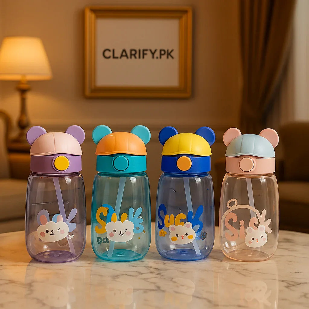 Bear Bottle 550ml – Cute & Portable Water Bottle (Random) - Clarify.pk