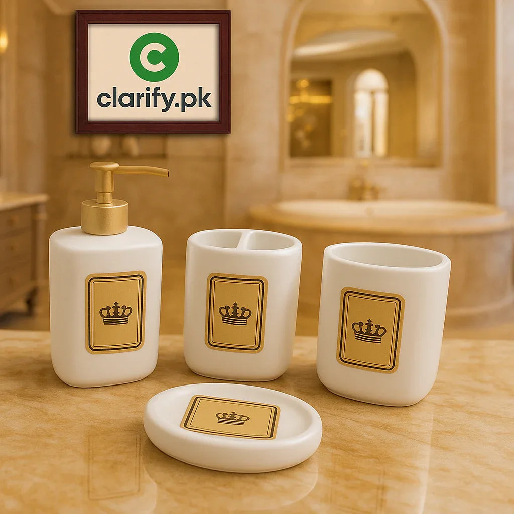 4Pcs Luxury Bath Set – Elegant Bathroom Accessories - Clarify.pk