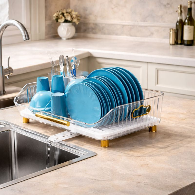 Acrylic Luxury Dish Drain Rack – Premium Countertop Drying Organizer