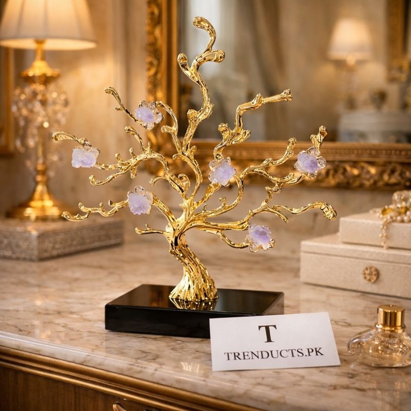 Golden Blossom Gemstone Tree – Luxury Aura Decor