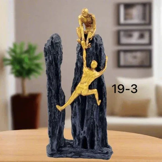 Golden Climbing Men Statue – Modern Abstract Fiber Wall Showpiece - Clarify.pk