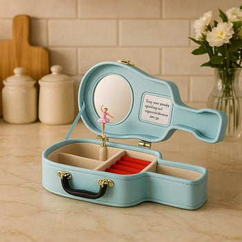 Mini Guitar & Violin Music Jewelry Box – Elegant Gift Case - Clarify.pk