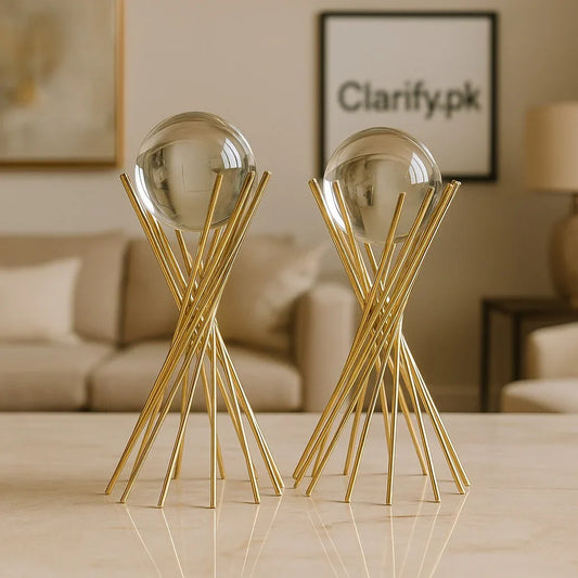 Luxury Gold Crystal Ball Table Decor – Elegant Accent - Clarify.pk