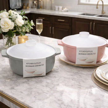 2-Piece Microwave-Safe Serving Bowl Set with Lids IT
