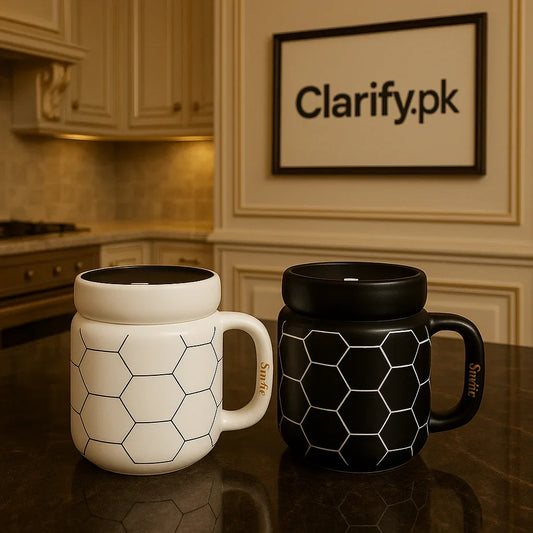 Geometric Ceramic Mug – Modern Textured Coffee & Tea Cup - Clarify.pk
