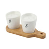 Ceramic Salt & Pepper Set – Bamboo Tray - Clarify.pk
