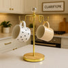 Premium Golden Cup Organizer with Wooden Base - Clarify.pk