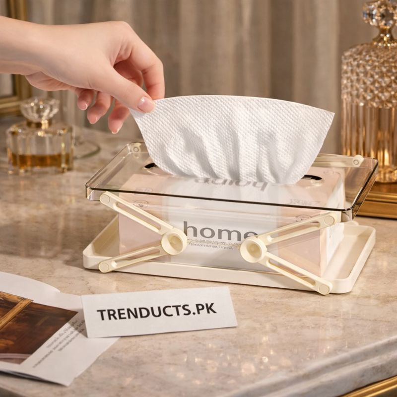 Extendable Automatic Lift Tissue Box - Height Adjustable Paper Towel Dispenser - Trenducts.pk