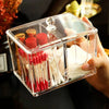 Acrylic Cotton Swab Box with Lid Organizer