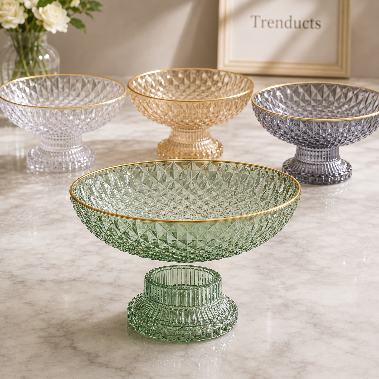 Luxury Acrylic Fruit Drain Dish with Removable Base