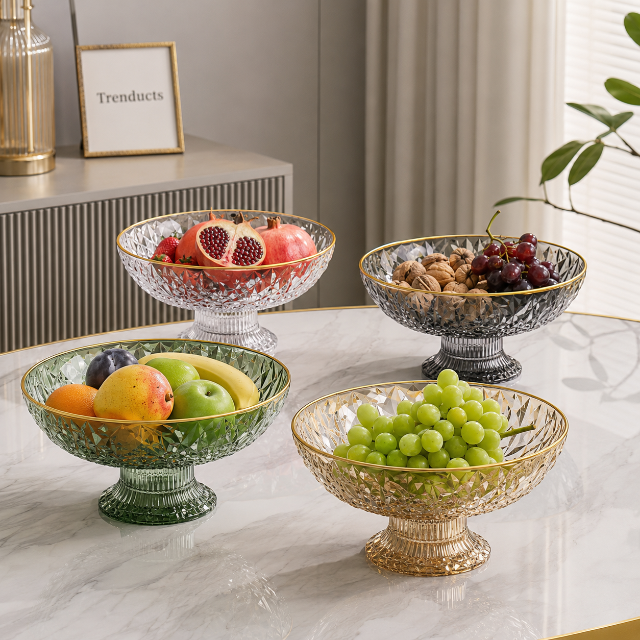 Luxury Acrylic Fruit Drain Dish with Removable Base