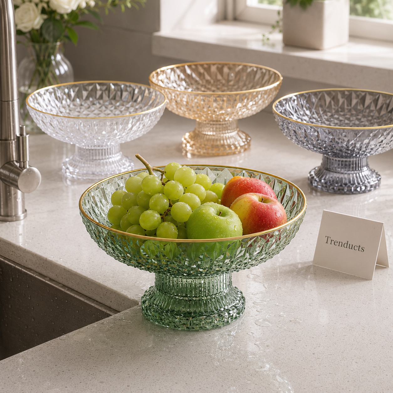 Luxury Acrylic Fruit Drain Dish with Removable Base