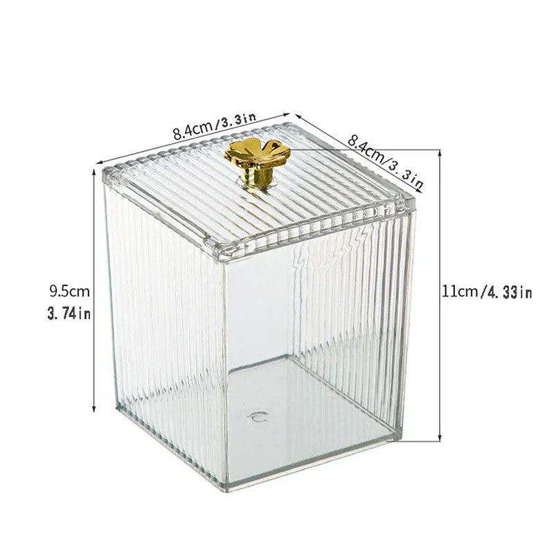 Acrylic Makeup Organizer with Cotton Swab Box - Clarify.pk