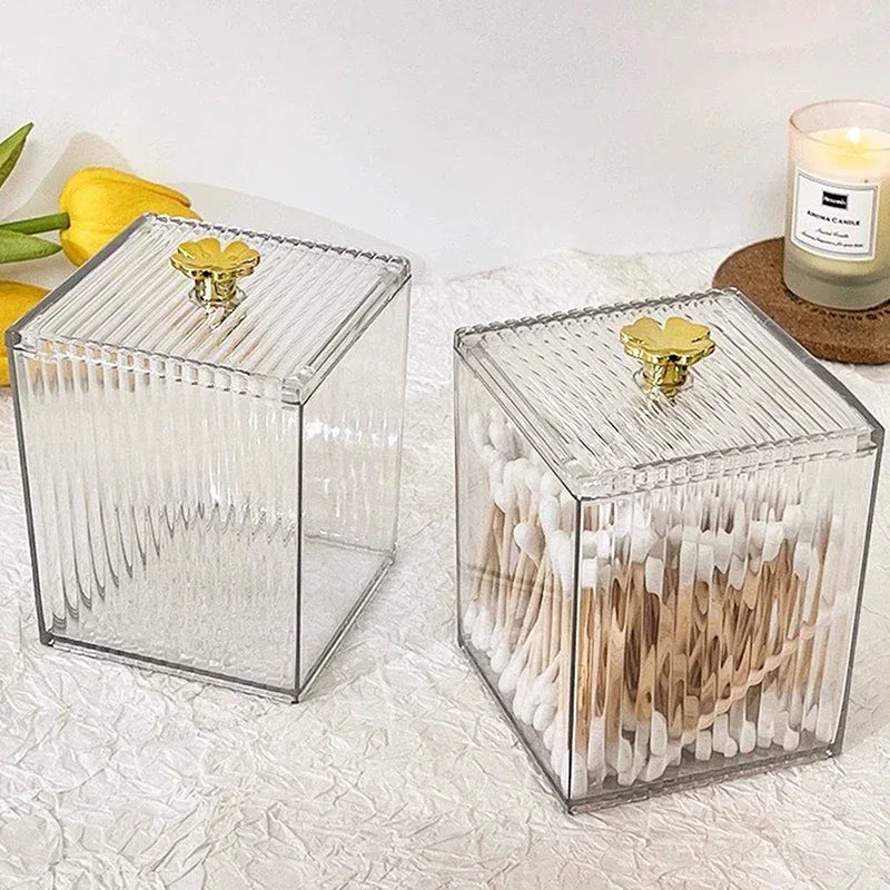 Acrylic Makeup Organizer with Cotton Swab Box