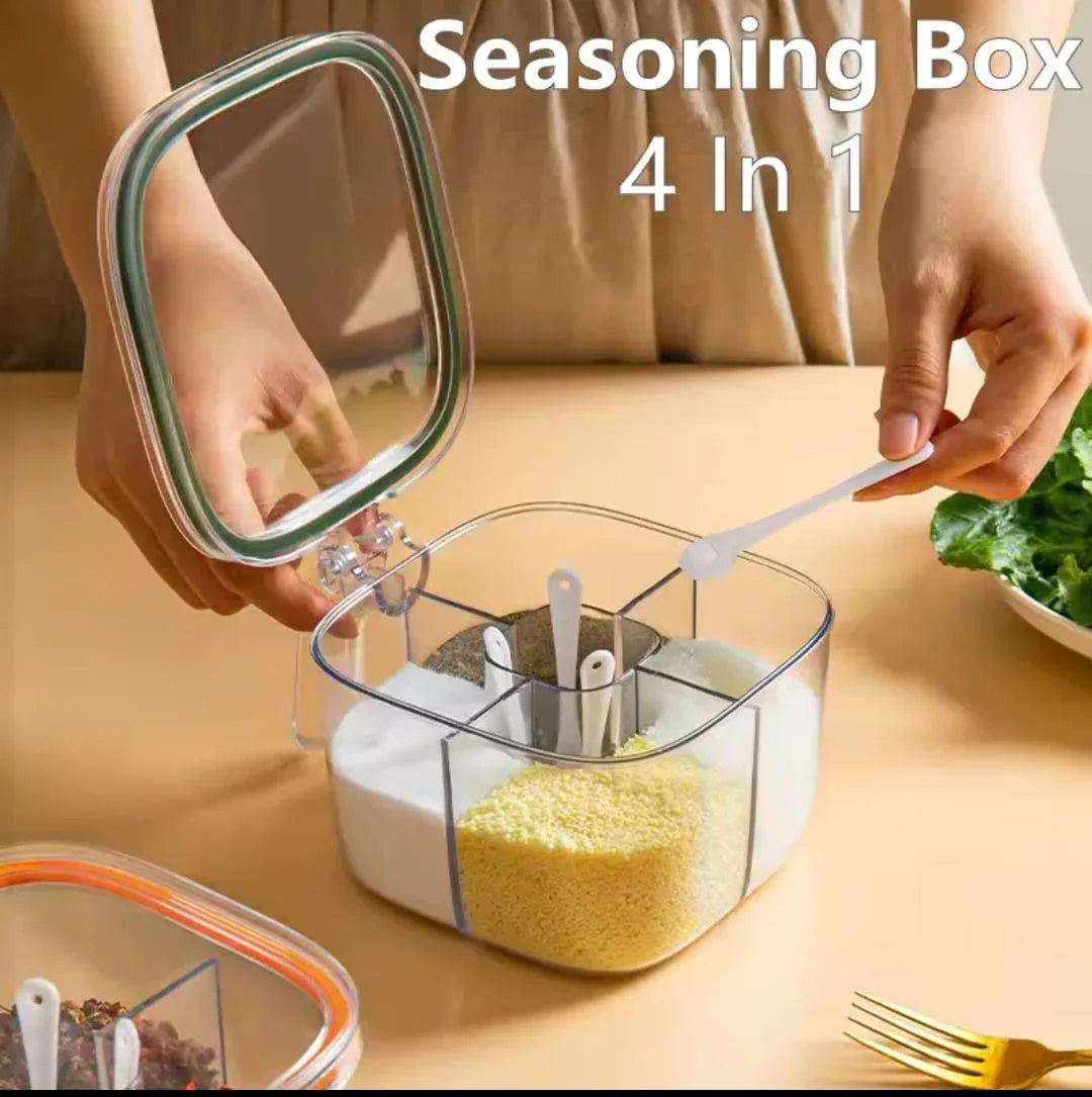 Acrylic Spice Organizer 4 Compartment Box - Clarify.pk