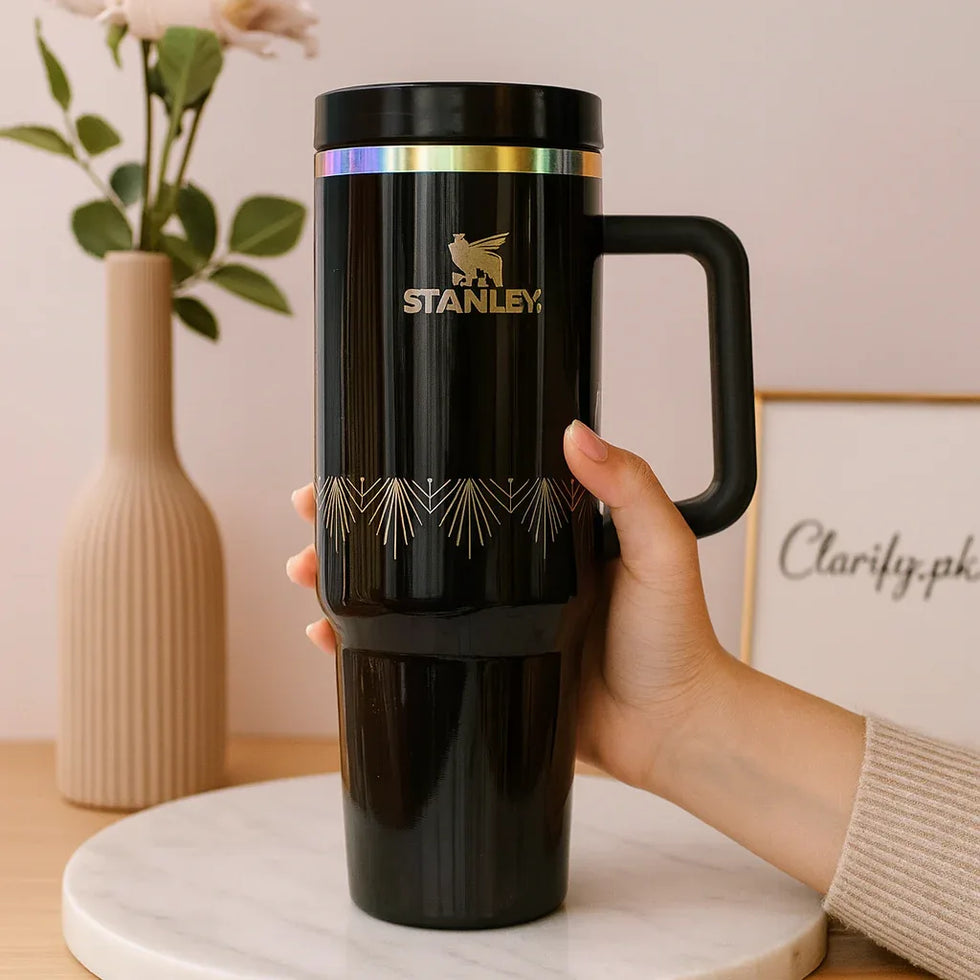 40oz Glossy Stainless Steel Tumbler – 1200ml Stanley Style Drinkware - Clarify.pk