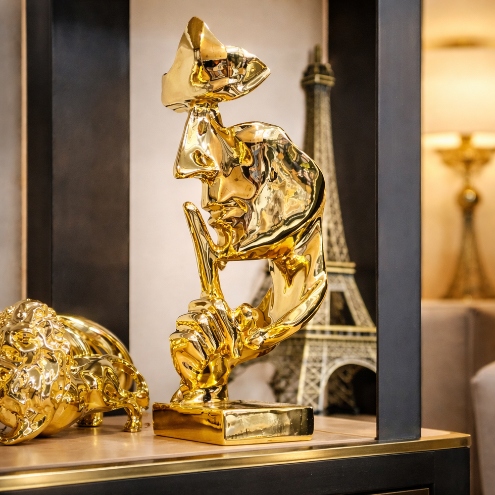 Avant-Garde Face – Imperial Gold Porcelain Sculpture ZZ