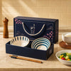 Japanese Ceramic Bowl Set of 2 with Chopsticks – Oriental Blue Blossom Print - Clarify.pk